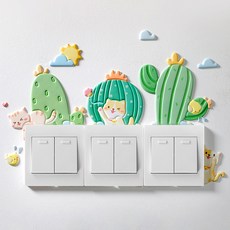 I Love Home 動物仙人掌電燈開關貼紙, 動物仙人掌