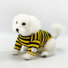 U&Pet 狗狗全天條紋T恤, 黃色 深灰色