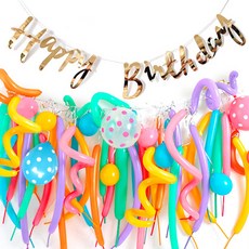 WOW PARTY KOREA 生日快樂慶祝氣球組 DIY 4, 混合顏色, 1套