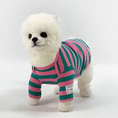 U&Pet 狗狗全天條紋T恤, 粉綠色