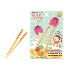 MOTHER'S CORN 階段1孩童筷 S款+階段2孩童練習筷 M款, 混色, 1組