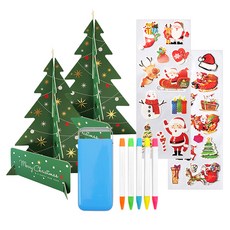 2Youngdesign 口袋螢光筆5種 + 長版裝飾貼紙2p + 聖誕樹立體卡片 綠色 2p, 隨機出貨, 1套