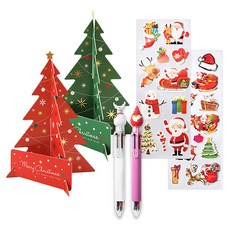 2Youngdesign X mas 6 色圓珠筆 2p + 長裝飾貼紙 2p + 樹立牌 2 件套, 隨機發貨, 1套
