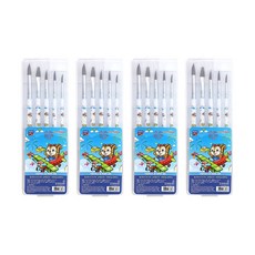 ALPHA 水彩筆 5入+調色盤 藍色, 圓刷(4號+6號+8號+10號)+平刷(4號), 4組