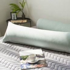 水洗素色長抱枕套, 薄荷