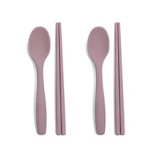 Wicker Rocking 矽膠孩童餐具組, 深粉色, 2組