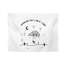 MarketA 黑白簡約線條掛毯, 沙漠太空船(GT867)