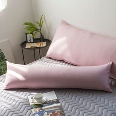 水洗素色長抱枕套, 粉紅色