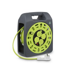 LUG 2孔USB+3孔工業捲式延長線 灰綠色, 25m, 1個