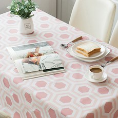 Living Flow 幾何六邊形 PVC 桌布 粉色 140 x 140 厘米, 1件, 1個