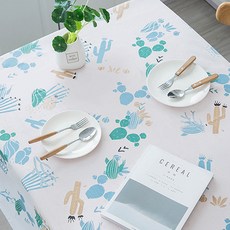 Living Flow仙人掌插圖PVC餐桌布 140*180cm, 1件, 1個