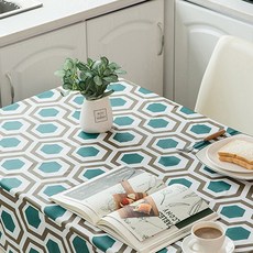 Living Flow 幾何六角形PVC桌布 藍色 140 x 140 cm, 1入, 1個
