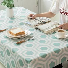 Living Flow 幾何六角形 PVC 桌布 天空藍 140 x 140 cm, 1入, 1個
