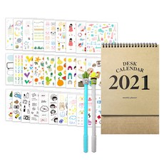 2Youngdesign 仙人掌中性筆隨機送 2p + 28 個 Daku Instic 貼紙 + 牛皮紙 2021 年日曆, 工藝