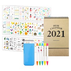 2Youngdesign 袖珍熒光筆套組 5 支隨機出貨 + 28 個 Daku Instic 貼紙 + 卡夫 2021 年日曆, 工藝