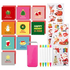 2Young Design X mas卡片9入+迷你螢光筆5入+X mas貼紙2入, 隨機發貨, 1套