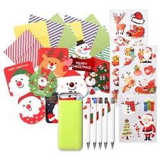 2Youngdesign 聖誕卡9款 + 口袋文具5款套組 隨機出貨 + 聖誕長版裝飾貼紙2張 隨機出貨, 混合顏色, 1套