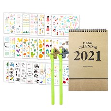 2Youngdesign 考拉中性筆隨機送2p+28個大庫Ins貼紙+牛皮紙2021年日曆, 牛皮紙