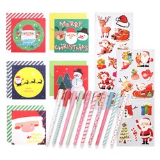 2Youngdesign X mas 購物車信封 5p + 2Youngdesign 彩色中性筆 10 支裝 + X mas Long Deco 貼紙 2p, 隨機發貨, 1套