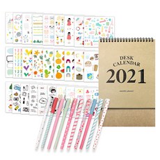 2Youngdesign 彩色中性筆 10 支裝 + Daku Instic 貼紙 28 支 + 卡夫 2021 年日曆, 工藝