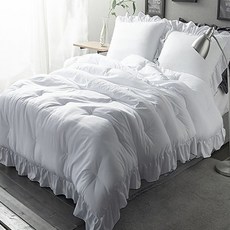 荷葉邊造型聚脂纖維薄被, 白