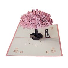 벚꽃 데이트 입체 팝업 카드 로즈향, 핑크, 1개