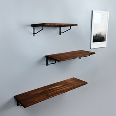 Baskin Plant 31 原木牆壁層架 + 牆壁支架 2p, 炭棕色, 1層