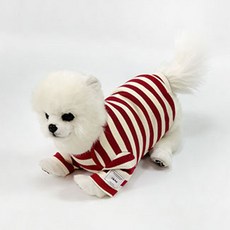 U&Pet 狗狗全天條紋T恤, 紅色