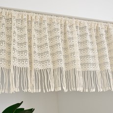 Paradise Home 刺繡蕾絲廚房短窗簾, 米色