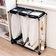 HOMESWELL 質感風格分類垃圾支架, 黑色的, 3P