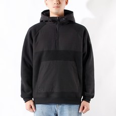 남성용 기능성 아웃도어 스탠다드 배색 아노락 후드 집업 플리스 기모 티셔츠