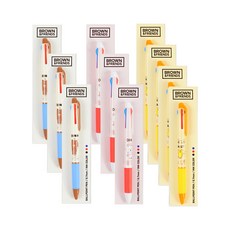 STUDIO EIGHT Brown&Friends 3色原子筆 0.7mm 2款 3入+莎莉款 4入, 熊大+兔兔, 1組