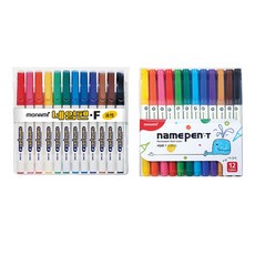 MONAMI 慕那美 中號粗細簽字筆12色 油性彩色筆12色, 簽字筆12色 油性彩色筆12色, 1組