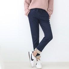 BBAEBBAE 女款刷毛內裡鬆緊腰牛仔褲