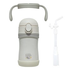 THERMOS 膳魔師 吸管保溫杯 TKFB-280S+雙耳握柄+吸管替換組, 米色