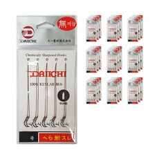 DAIICHI Herabungre 倒鉤黑針釣魚鉤, 50個