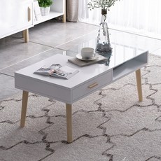 가팡 원목 거실 수납 테이블 100, 화이트