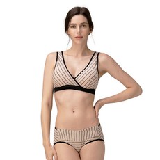 NIUNIQUE 棉質莫代爾哺乳內衣+條紋孕婦內褲組合