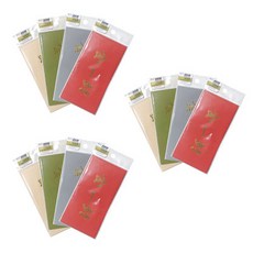 Okidoki 金箔金信封 4 x 4p 套組, 紅色, 橄欖色, 灰色, 象牙色, 3套