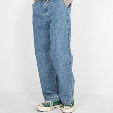 GOLD PERCENT 男式寬肩帶棉藍色牛仔長褲