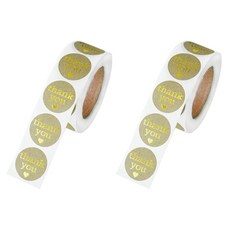 Dona&Deco Selvi燙金感謝牛皮紙圓形捲筒貼紙 直徑2.5cm, 混色, 2個