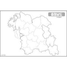 지도닷컴 충청남도 코팅형 시군경계선 백지도 소, 1개