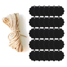 Donna&Deco Ibi 花朵圓形吊牌 98p + 牛皮麻繩 10m 套組, 黑色, 1套