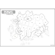 地圖.com 空白地圖 含市郡名稱 護貝型 全羅南道 小, 1個