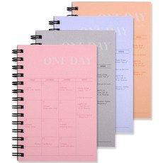 moong9 PP封面一日計畫本 4入, 粉色、灰色、紫色、橙色