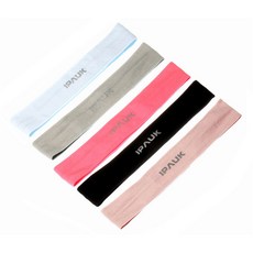 IPAUK 跑步瑜伽普運動頭帶 5 件套 FSB-006, 霓虹粉色、灰色、象牙色、黑色、淡藍色