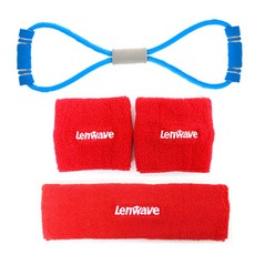 런웨이브 8자 튜빙밴드 + 손목아대 2p + 헤어밴드, 블루(튜빙밴드), 레드(아대, 헤어밴드), 1개