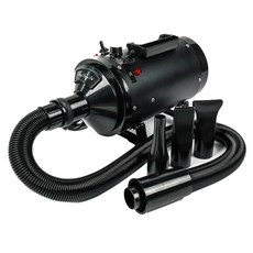 DING DONG PET 儲氣筒吹風機 + 空氣濾網 2入 + 3種噴嘴 + 軟管套組, 黑色, LT-1090A