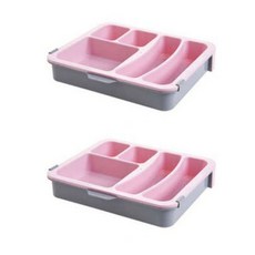 衣櫃抽屜整理雙層收納盒 粉紅色, 2個