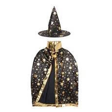 PARTYHAE 兒童星星圖案斗篷 + 帽子, 黑色, 1套